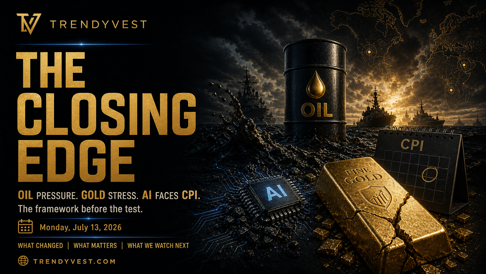 The Closing Edge: Oil pressure, gold stress, and AI face the CPI test.